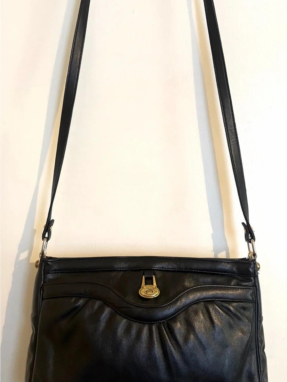 Vintage Etienne Aigner Black Leather Shoulder Bag Handcrafted